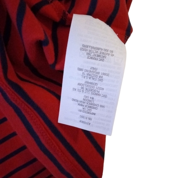 d & co. Essentials Red & Navy Horizontal Striped 3/4 Sleeved Plus Sized Top 1X - Picture 6 of 9